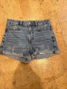 American Eagle Outfitters Light Blue Distressed Jean Shorts Mom Short